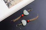 Just to meet the most beautiful you!Super beautiful natural Hotan Jade Butterfly Design Earrings are