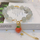 Natural white moonlight 9mm bracelet with 925 Sterling Silver Moon acc