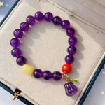 Natural amethyst 10mm bracelet with natural honey wax, south red and A