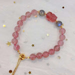 Natural strawberry crystal 8.6MM bracelet, matched with gray moonlight