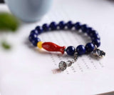 Original natural lapis lazuli single ring bracelet natural lapis lazuli 9mm with emperor cinnabar fi