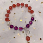 Strawberry crystal 8mm bracelet with Amethyst pearl and S925 Sterling