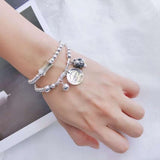 Fortune Cat Bracelet female ins minority Design Sterling Silver retro
