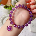 Natural amethyst 8mm bracelet, with Amethyst safety buckle and 14k Gol
