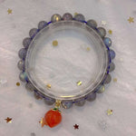 Natural grey moonlight 8mm bracelet with South Red Peach Pendant