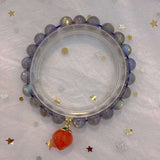 Natural grey moonlight 8mm bracelet with South Red Peach Pendant