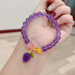 Natural amethyst 8mm bracelet with honey wax spacer, agate and Amethys