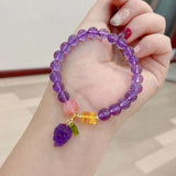 Natural amethyst 8mm bracelet with honey wax spacer, agate and Amethys