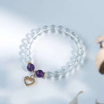 Natural 8mm white crystal bracelet, popular peach heart pendant, decor