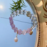 Natural lavender Amethyst 8mm bracelet with grey moonlight, pearl, S925 Sterling Silver Ring and sma