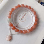 Natural Sunstone 8mm bracelet, with sea blue treasure, Sunstone little star