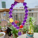 Natural amethyst 10mm bracelet with natural honey wax, south red and A