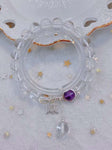 Natural white crystal 8mm bracelet with Amethyst S925 Sterling Silver