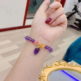 Natural amethyst 8mm bracelet with honey wax spacer, agate and Amethys