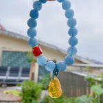 Natural sea blue treasure 10mm single ring bracelet, matched with Sout