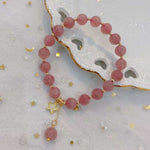 Natural horse powder 8mm bracelet with 925 Sterling Silver Star Pendant