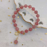 Natural horse powder 8mm bracelet with 925 Sterling Silver Star Pendant