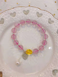 Natural starlight powder 10mm, with pearl and beeswax cut, 925 Sterlin