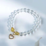 Natural 8mm white crystal bracelet, popular peach heart pendant, decor