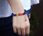 Original natural lapis lazuli single ring bracelet natural lapis lazuli 9mm with emperor cinnabar fi