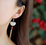 Just to meet the most beautiful you!Super beautiful natural Hotan Jade Butterfly Design Earrings are