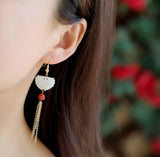 Just to meet the most beautiful you!Super beautiful natural Hotan Jade Butterfly Design Earrings are