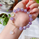 Natural lavender purple 10mm bracelet, with white moonlight, moonlight