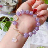 Natural lavender purple 10mm bracelet, with white moonlight, moonlight
