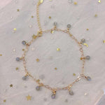 Natural grey moonlight 5mm Anklet with 14K gold wrapped love chain
