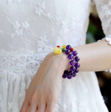 Natural amethyst design 2-ring bracelet style is unique, crystal is cl