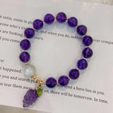 Natural amethyst 10mm bracelet with white moonlight and Amethyst carve