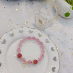 Natural starlight powder 10mm Folding Bracelet, with strawberry crysta
