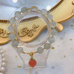 Natural white moonlight 9mm bracelet with 925 Sterling Silver Moon acc