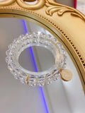 Natural white crystal 8mm bracelet with silver plated accessories