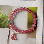 Natural strawberry crystal 8mm bracelet with strawberry crystal Moon P