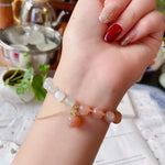 Natural white moonlight & Orange moonlight 8mm bracelet with Sunstone