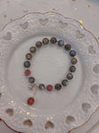 Natural grey moonlight 8mm bracelet with strawberry crystal and S925 s
