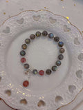 Natural grey moonlight 8mm bracelet with strawberry crystal and S925 s