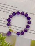 Natural amethyst 10mm bracelet with Amethyst grape pendant, S925 Sterl