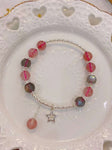 Natural strawberry crystal Moonstone bracelet with 925 Sterling Silver