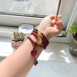Natural raw ore cinnabar purple gold sand Buddha bead bracelet and necklace are dual-purpose Seiko p