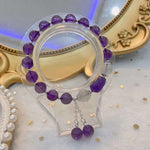 Natural amethyst 8mm bracelet, matched with Amethyst carving fortune luck, white moonlight