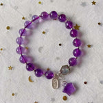 Natural amethyst 8mm bracelet, with elongated stone, Amethyst Star Pen