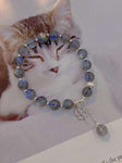 Natural grey moonlight 8mm bracelet with 925 sterling silver beads and