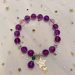 Natural amethyst 8mm bracelet. With white crystal cut face, S925 Sterl
